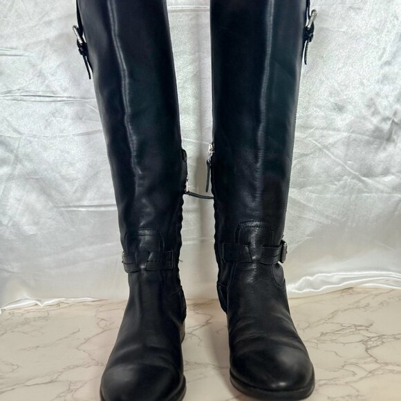 Sam Edelman | Ponce Buckle Tall Boots | Black Leather | Size 7 - Picture 3 of 4